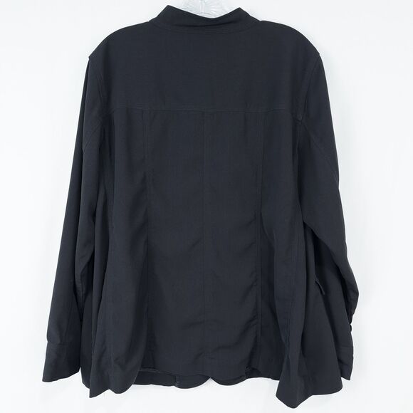 Susan Graver Style Twill Snap Front Lightweight Jacket Womens 1X Black A6223 - Picture 2 of 16